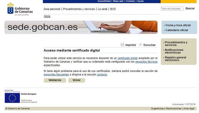 sede electroniaca del gonierno de canarias